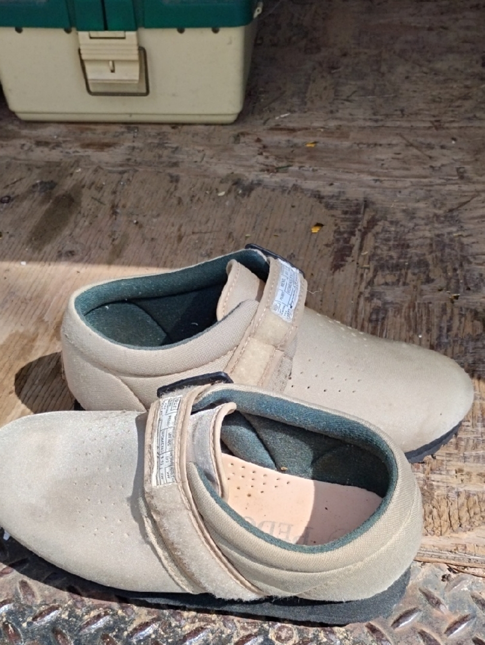 Unisex Beige Slip-On Shoes with Hook-and-Loop Strap